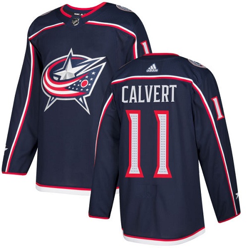 Herren Columbus Blue Jackets Eishockey Trikot Matt Calvert #11 Authentic Navy Blau Heim